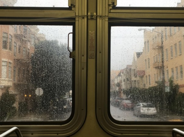 out the transit window